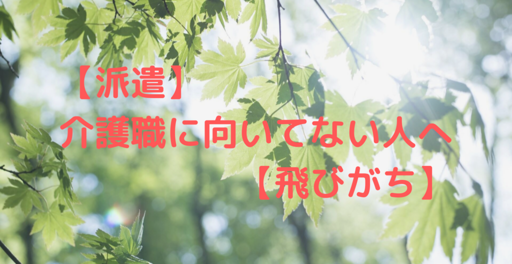 【派遣】介護職に向いてない人へ【飛びがち】